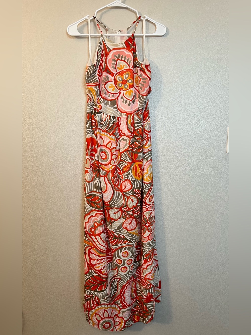 LOFT Floral Halter Maxi Dress Women’s 6 Boho Tropical Vacation